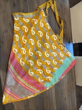 Multicolored Sari Wrap Reversible Paisley Midi Skirt/Dress